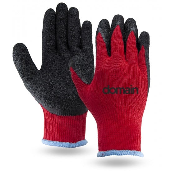Custom Red Knit Gloves with Dipped Palms from Promotional Gloves